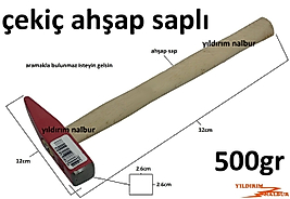 ÇEKİÇ SAPLI 500 GR ÇİVİ ÇEKİCİ ORTA BOY ÇEKİÇ SAĞLAM BÜYÜK BOY YARIM KİLO