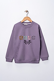 Kız Çocuk "Oruç"  Baskılı Pamuklu Sweat