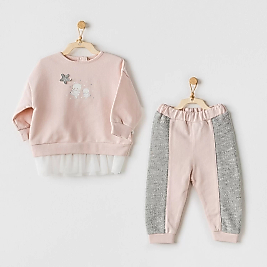 Ballerina 2li Bebe Takım Pink Grey