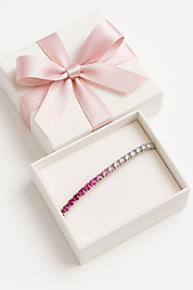 Pembe Safir Görünümlü 925 Gümüş Su Yolu Bileklik