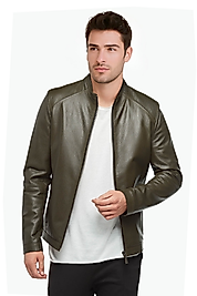 Puyol Hakiki Jumbo Deri Erkek Haki Ceket