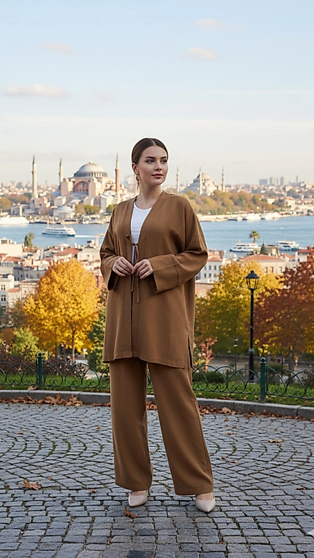 Kimono kahve rengi kısa kod: 01