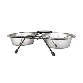 Orijin Tel Ayaklı İkili Krom Kaplı Mama Kabı 1 qt (21 cm) Large