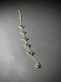 mavi işlemeli yonca bileklik