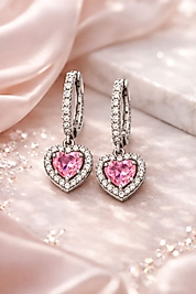 Kalbimin Işıltısı Pembe Kalp Küpe