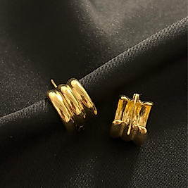 Bitişik Halka Gold Çelik Küpe