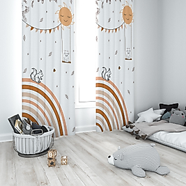 Minibabyrooms Tavşan ve Salıncakta Kedi Temalı Fon Perde