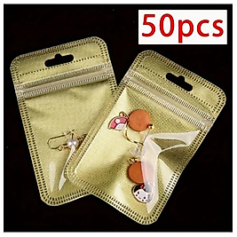( 50 X ADET) GOLD COLOR KENDİNDEN KİLİTLEMELİ HEDİYE / ŞEKER / TAKI PAKETLEME MALZEMESİ ŞEFFAF AMBALAJ