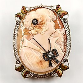 14K LEYDİ TASVİRLİ SHELL CAMEO
