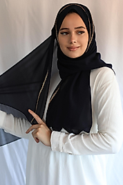 Abiye Taşlı Şal Lacivert