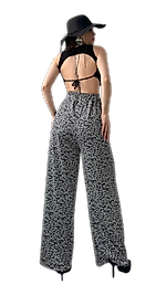 Desenli Beli Lastikli Bürümcük Pantolon -GRİ