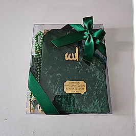 Yeşil Kurdeleli Kadife Set