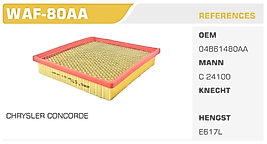 HAVA FİLTRESİ  CHRYSLER CONCORDE