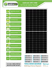 SOLİNVED 455W HALF CUT MONOKRİSTAL GÜNEŞ PANELİ A CLAS