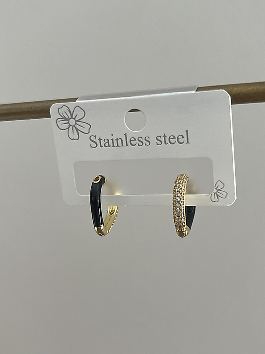 Çelik Siyah Kalp Küpe