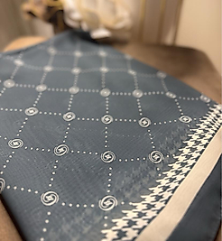 Vakko Desen Twill İpek Şal- Gri krem