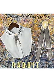 Rabbit Taşlı Broş Kadın Yaka Aksesuarı Yaka Kurdela Erkek Kurdele Broş Yaka Iğnesi Gotik Aksesuar
