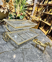 ATLI 2 KATLI BÖLMELİ CAM SUNUMLUK GOLD