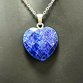 Lapislazuli Taşlı Kalp Model Çelik Kolye
