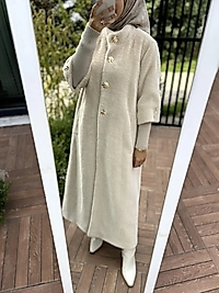 Yeni Angora Kürk Kaban Ekru