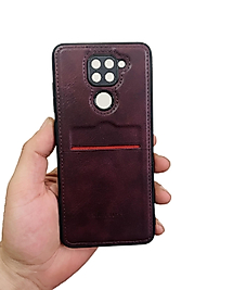 Redmi Note 9 Kartlıklı Deri Telefon Kılıfı Bordo