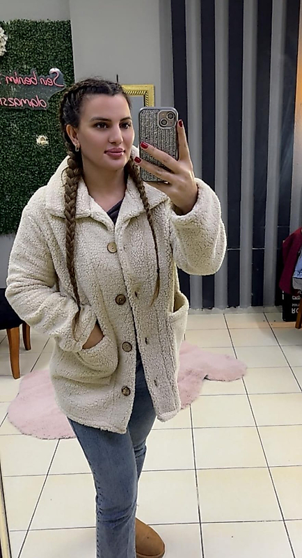 Kadın Uzun Kollu Cep Ve Düğme Detay Yumoş Ceket