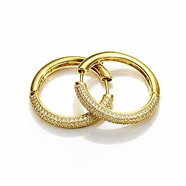 Gold Halka Kalın Zirkon Taşlı küpe