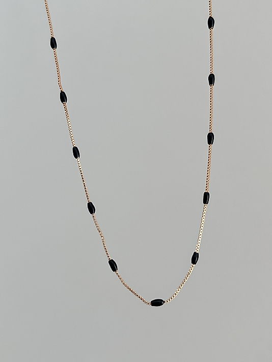 Xuping Rose-Gold Siyah İnce  Dorika Kolye
