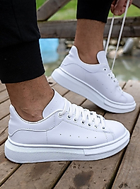 Sneaker Unisex Beyaz Beyaz Alexander Mcqueen Kalın Taban Günlük Spor Yürüyüş Ayakkabı