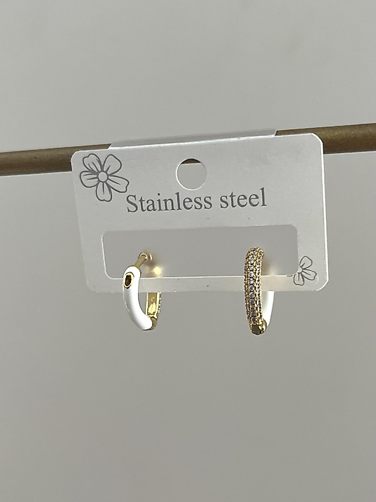 Çelik Beyaz Kalp Küpe