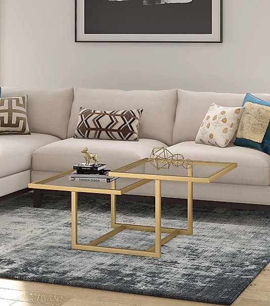 MAT GOLD 2 Lİ ORTA SEHPA ŞEFFAF CAM