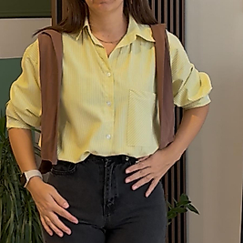 Cepli poplin kumaş çizgili gömlek