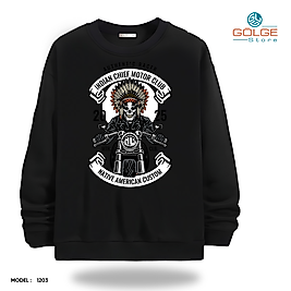 Motorcu Model Bisiklet Yaka Erkek kadın Slimfit Sweatshirt