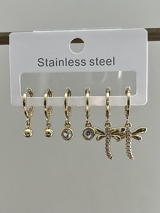 Çelik 6’lı Gold Yusufçuk Küpe