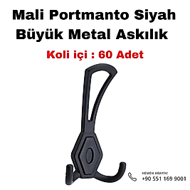 Mali Portmanto Metal Full Siyah Koli 60 Adet