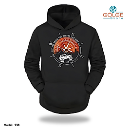 Arazi Aracı Görselli Slimfit Kapüşönlu Hoodie Erkek kadın Sweatshirt