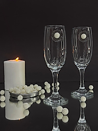 ŞAMPANYA KADEHİ BEYAZ İNCİ BÖĞÜRTLEN  FİGÜRLÜ 2'Lİ