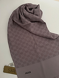 AKER ELEGANCE MONOGRAM ŞAL AÇIK PUDRA