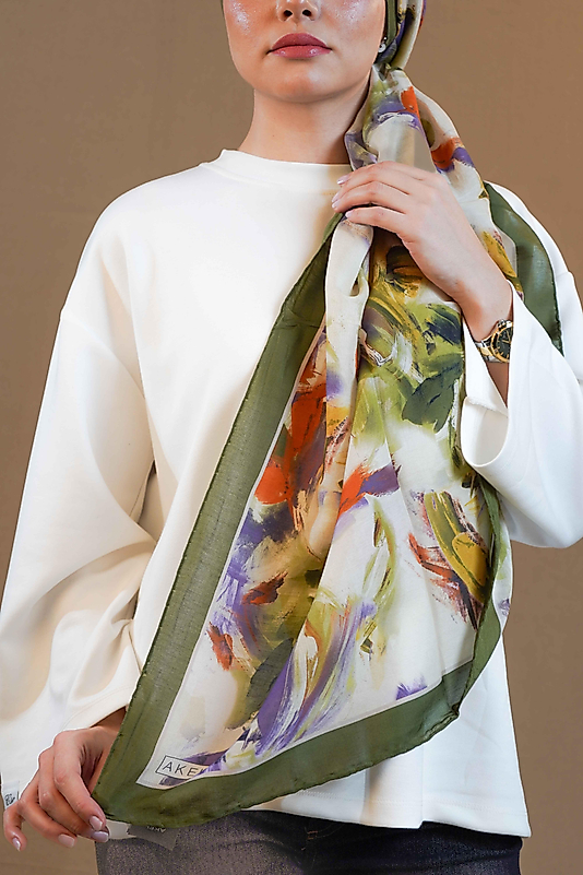 Desenli Pamuk İpek Şal