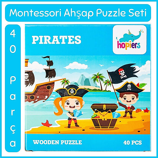 Pirates Ahşap 40 Parça Montessori Puzzle Seti