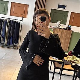 Corsman kumaşta siyah çan elbise