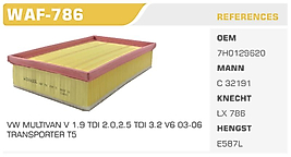 HAVA FİLTRESİ VW MULTIVAN V 1.9 TDI 2.0,2.5 TDI 3.2 V6 03-06  TRANSPORTER T5