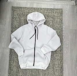 Kapüşonlu hırka beyaz