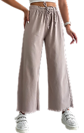 Palazzo Pantolon Paçası Püsküllü -Bej