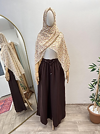 Kahve Bağcıklı Müslin Pantolon - Etek