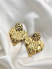Plaka Kalp Çelik Küpe(gold)