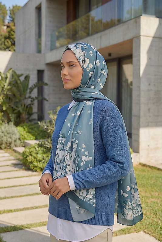 ALFA SİLK ŞAL PASTEL ÇİÇEK DESEN-1