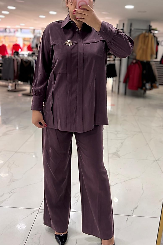 Gül Kurusu Broş Detaylı Modern Premium Takım