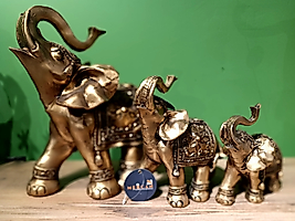 MERCAN MOBİLYA AKSESUAR, 3 LU FİL  ,20/18/13 CM, Polyester Dekoratif Biblo, hediyelik eşya