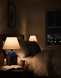 Dekoratif Seramik Konik  Lacivert Abajur  AB014